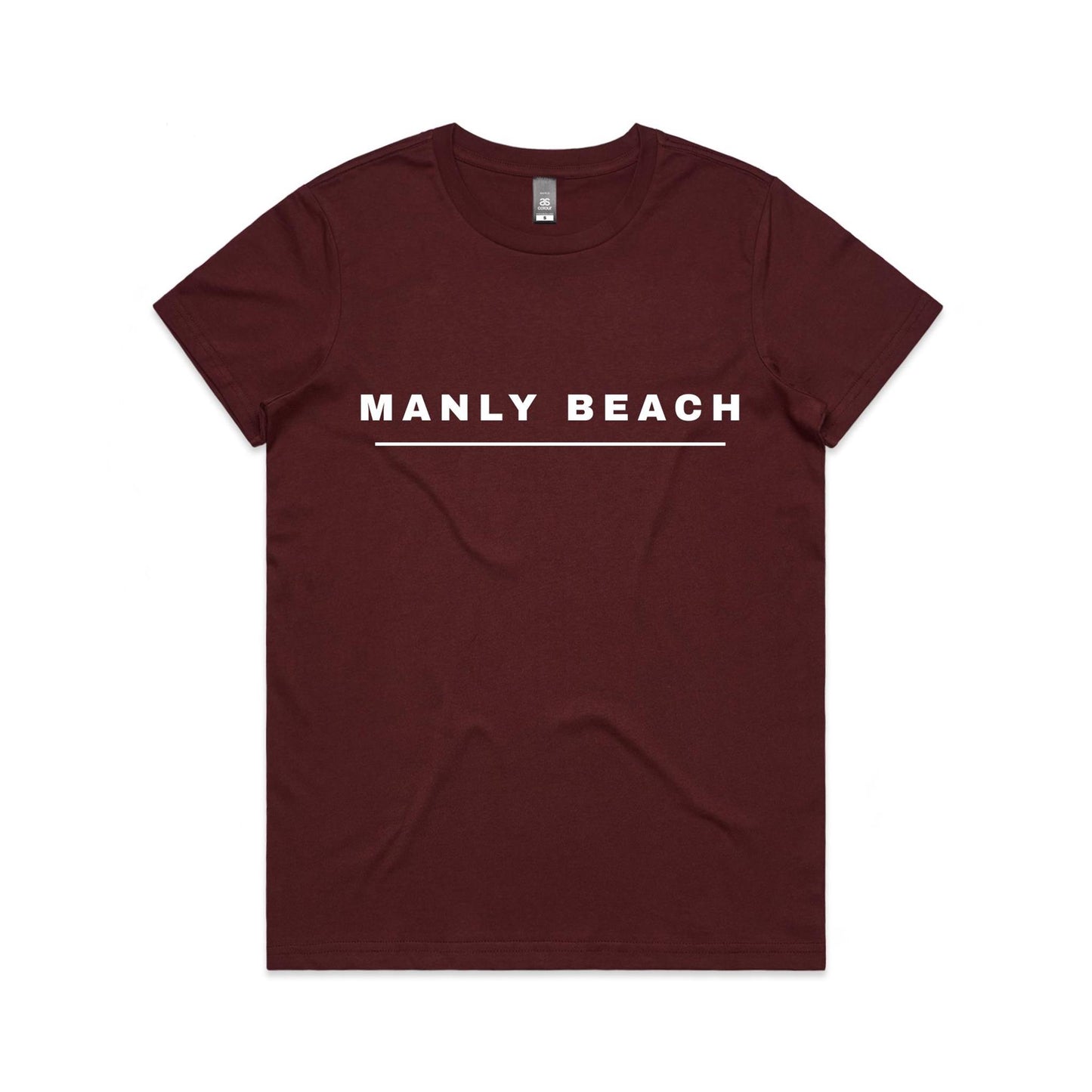 Lost Manly custom logo Manly Beach edition AS Colour Women's Maple Tee (vibrant colours) - Lost Manly Shop