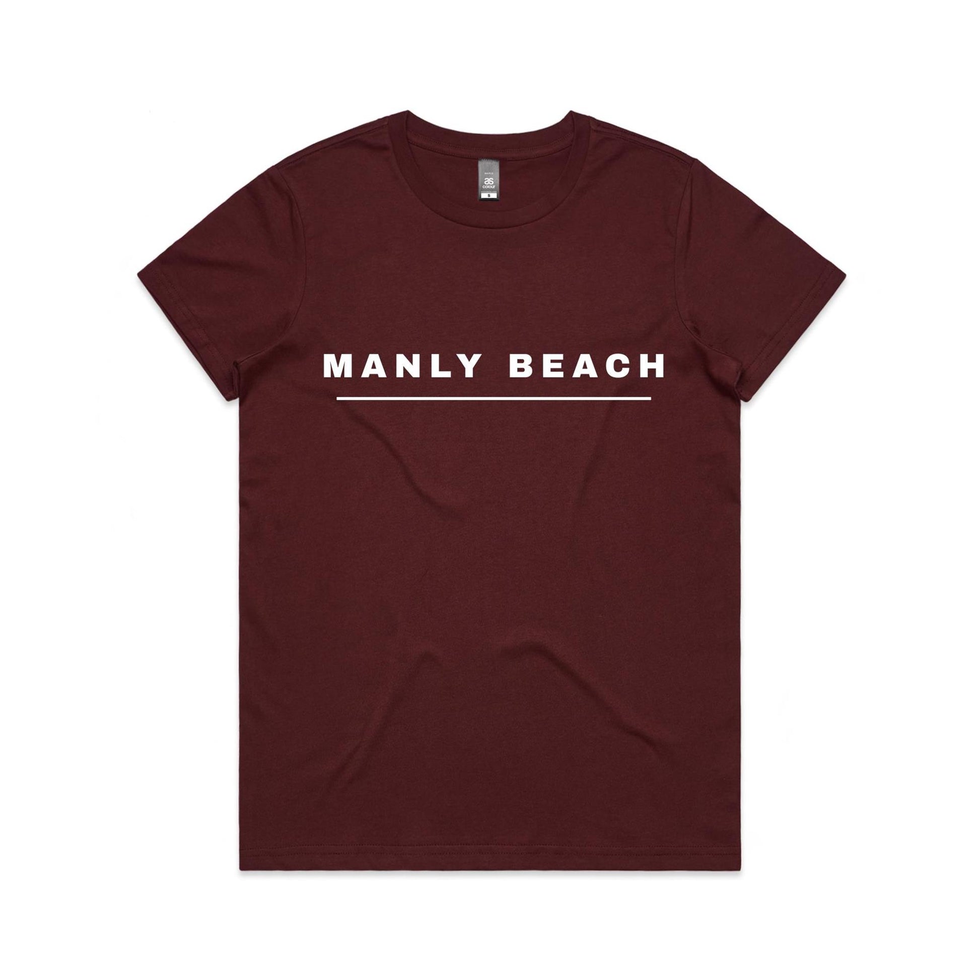 Lost Manly custom logo Manly Beach edition AS Colour Women's Maple Tee (vibrant colours) - Lost Manly Shop