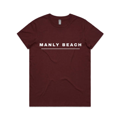 Lost Manly custom logo Manly Beach edition AS Colour Women's Maple Tee (vibrant colours) - Lost Manly Shop