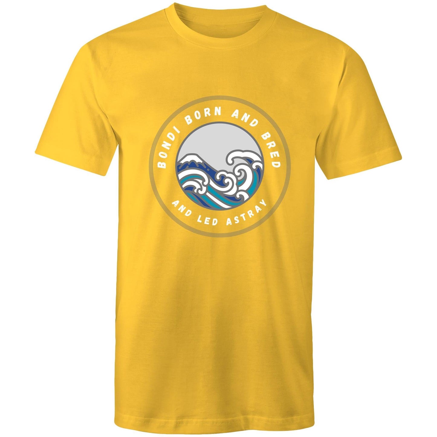 Bondi Born and Bred and Led Astray custom logo printed on AS Colour Staple - Mens T-Shirt 