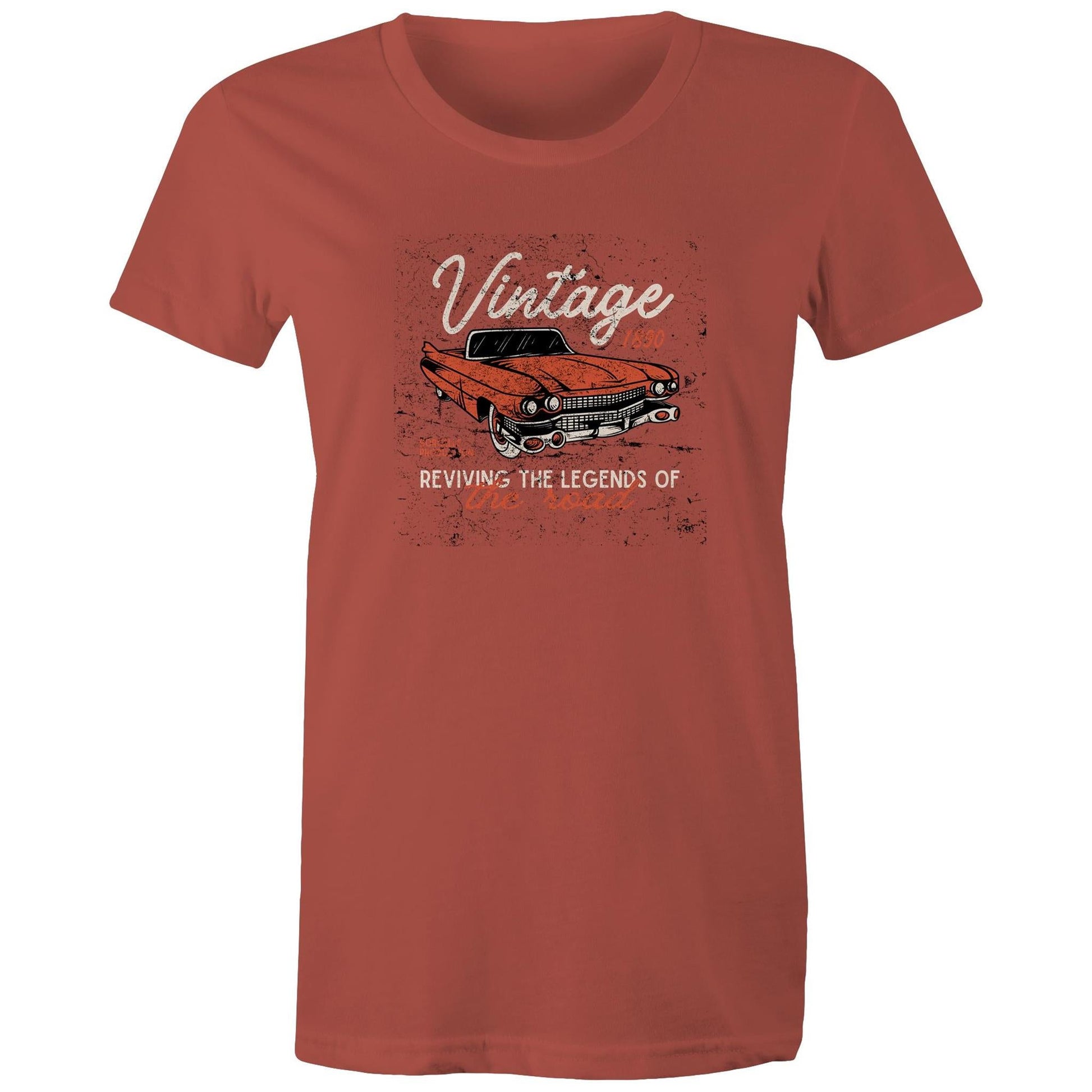 Women's Maple Tee Vintage Car Print 