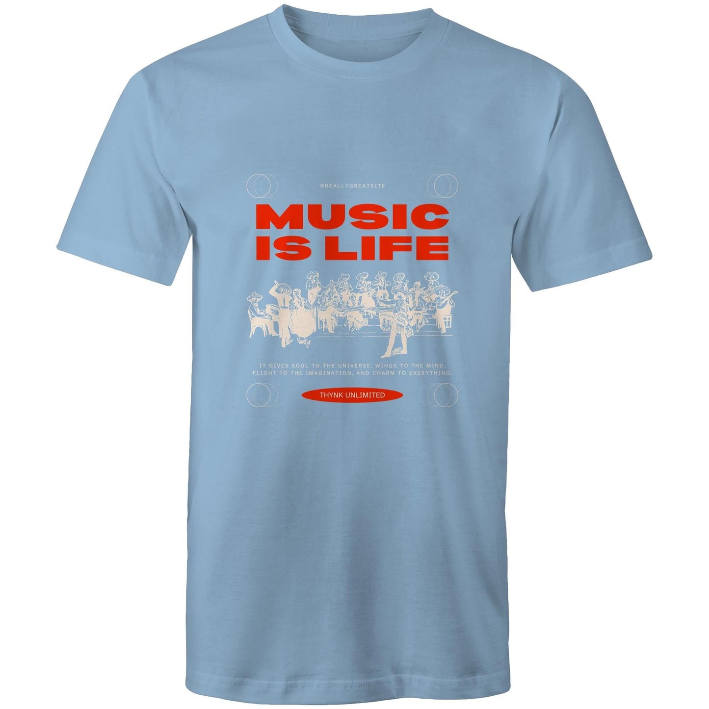 Mens T-Shirt Music is my life custom logo 