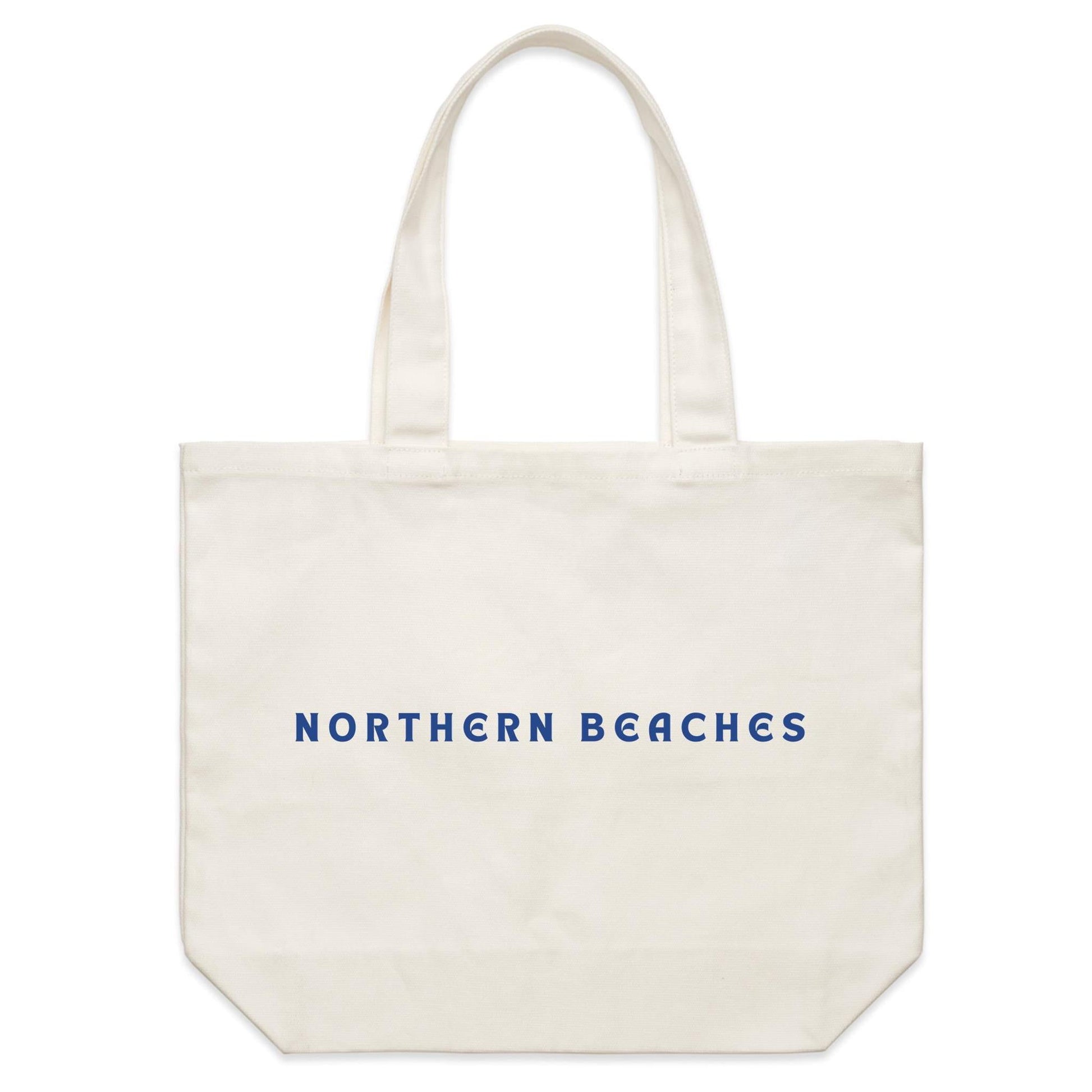 AS Colour - Shoulder Tote Bag Northern Beaches custom logo Navy Font on Cream Cotton Canvas 
