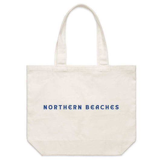 AS Colour - Shoulder Tote Bag Northern Beaches custom logo Navy Font on Cream Cotton Canvas 