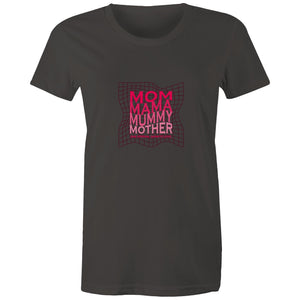 Women's Maple Tee Mom Mama Mother Print 