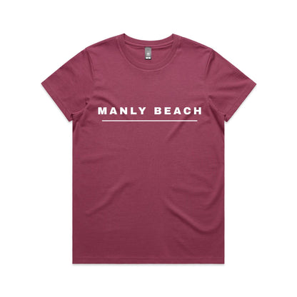 Lost Manly custom logo Manly Beach edition AS Colour Women's Maple Tee (vibrant colours) - Lost Manly Shop