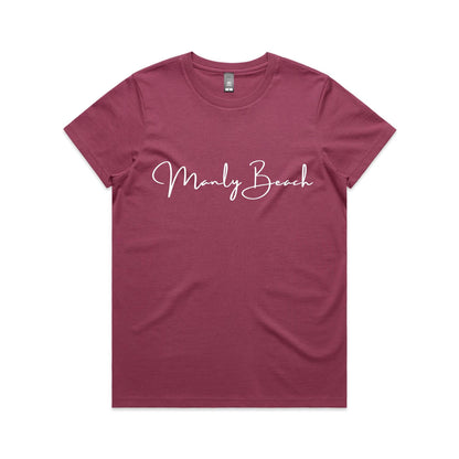 Lost Manly custom logo Manly Beach edition AS Colour Women's Maple Tee - Lost Manly Shop