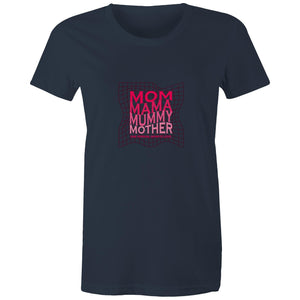 Women's Maple Tee Mom Mama Mother Print 