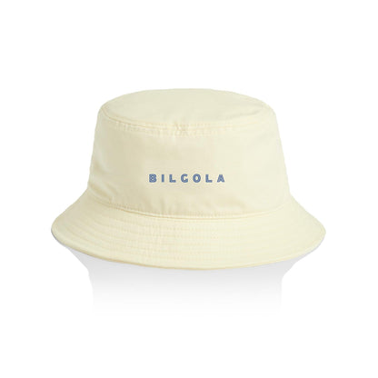 AS Colour Bucket Hat Bilgola custom logo navy font 