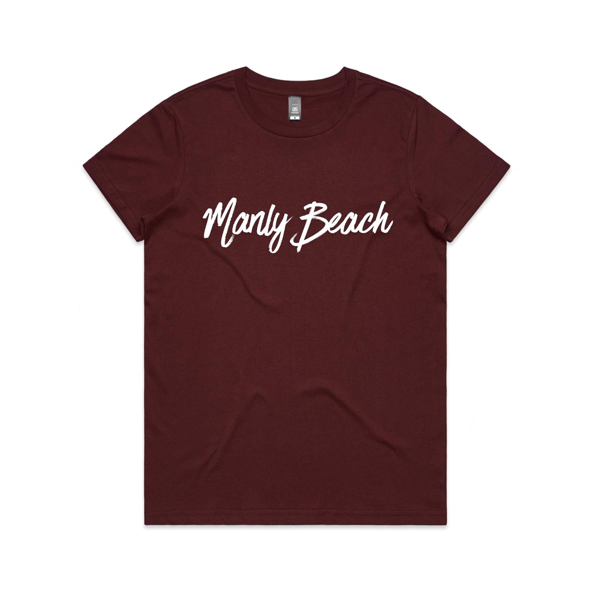 Lost Manly custom logo Manly Beach edition AS Colour Women's Maple Tee - Lost Manly Shop