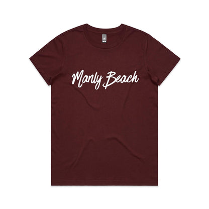 Lost Manly custom logo Manly Beach edition AS Colour Women's Maple Tee - Lost Manly Shop