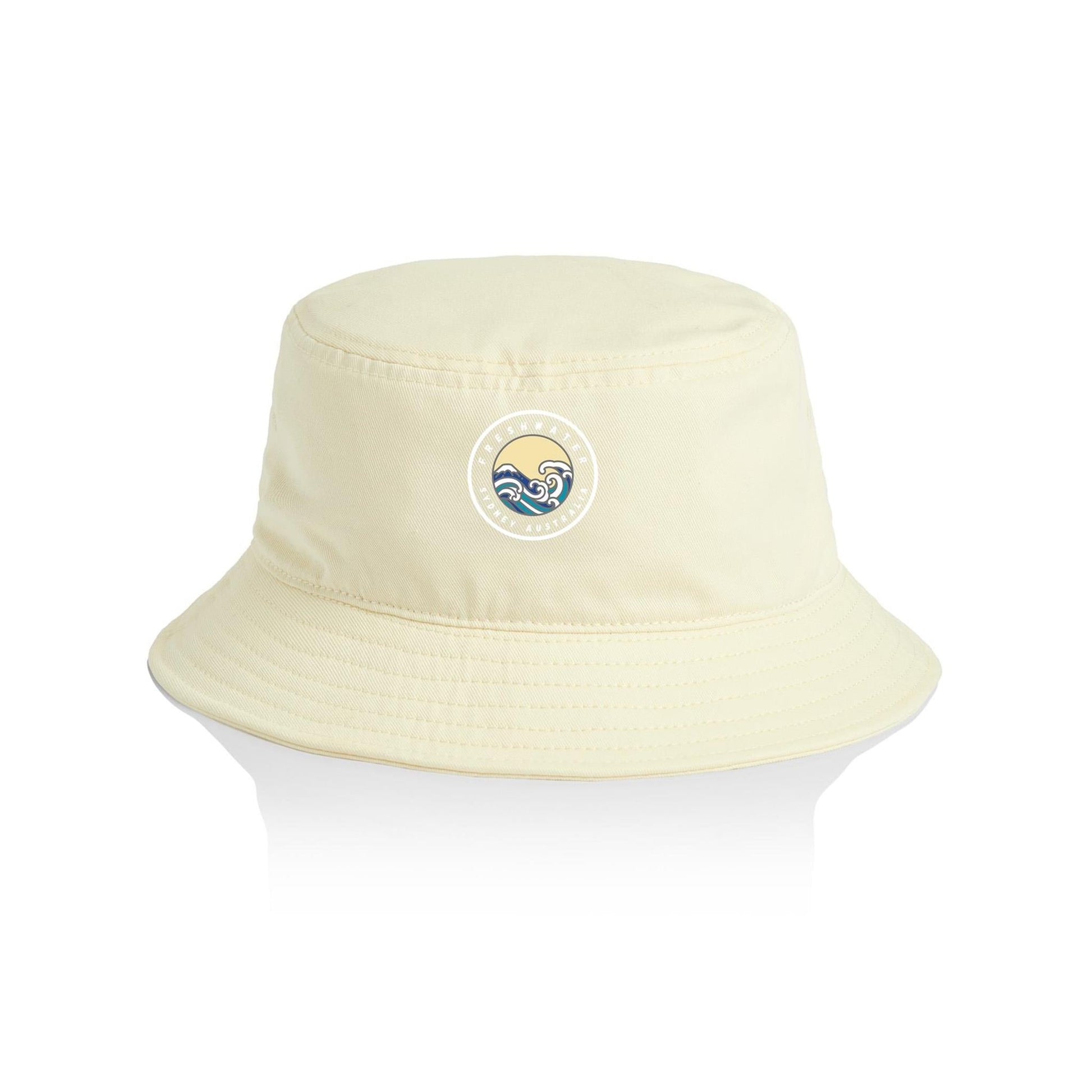 AS Colour Bucket Hat Freshwater Sydney Australia custom logo white font 