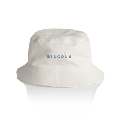 AS Colour Bucket Hat Bilgola custom logo navy font 