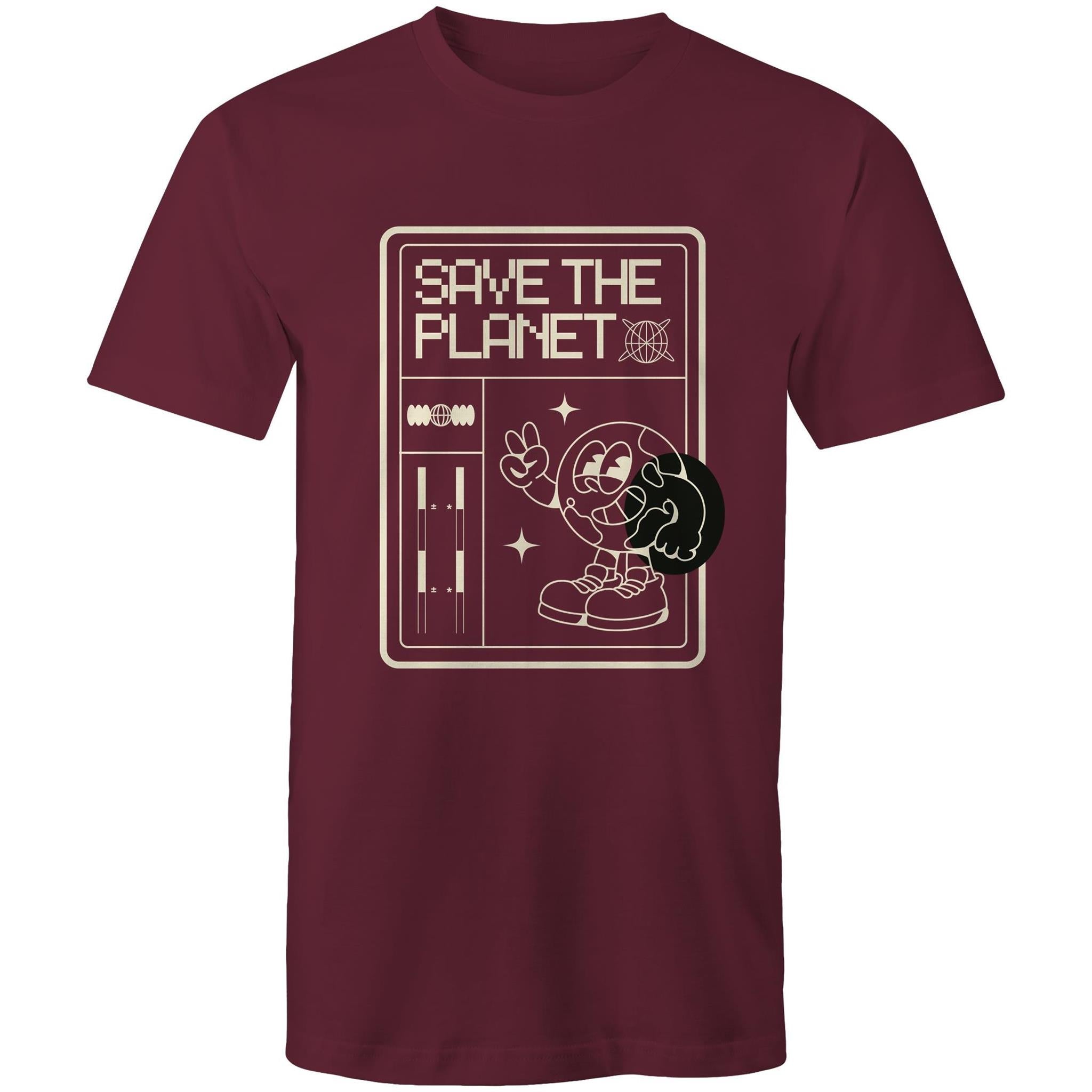 Mens T-Shirt Save the Planet custom logo 