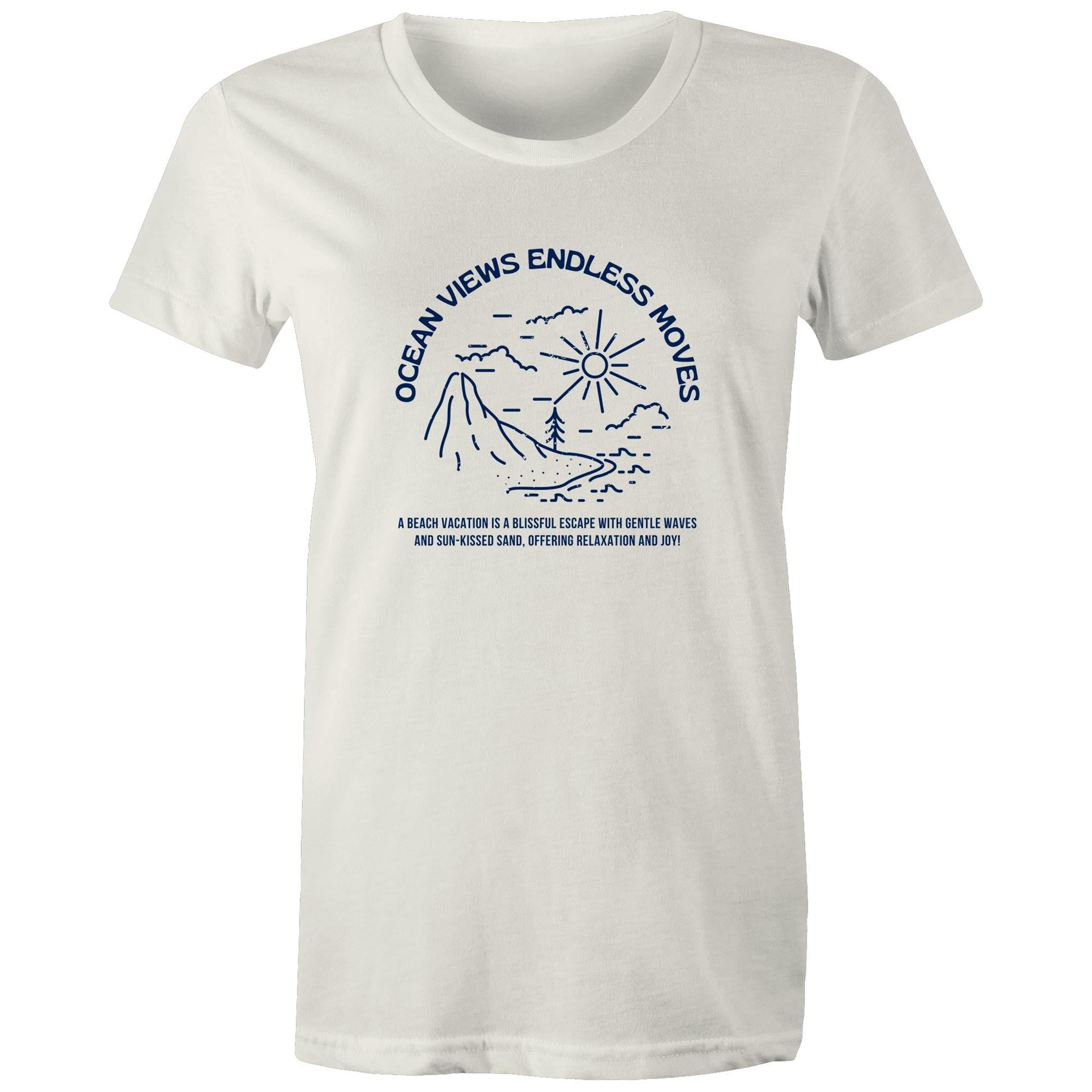 Women's Maple Tee Ocean Views Print 