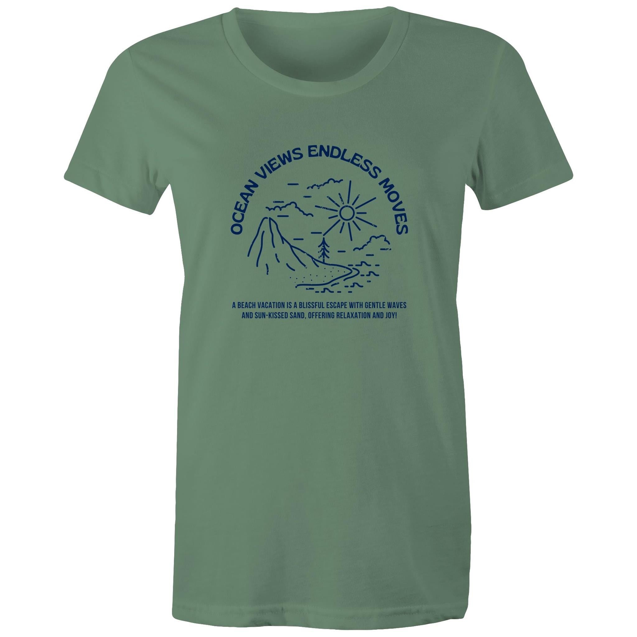Women's Maple Tee Ocean Views Print 