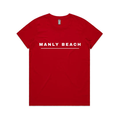 Lost Manly custom logo Manly Beach edition AS Colour Women's Maple Tee (vibrant colours) - Lost Manly Shop