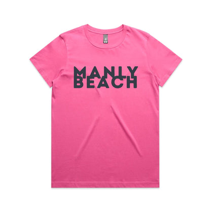Lost Manly Custom Logo Manly Beach Edition AS Colour Women's Maple Tee. - Lost Manly Shop