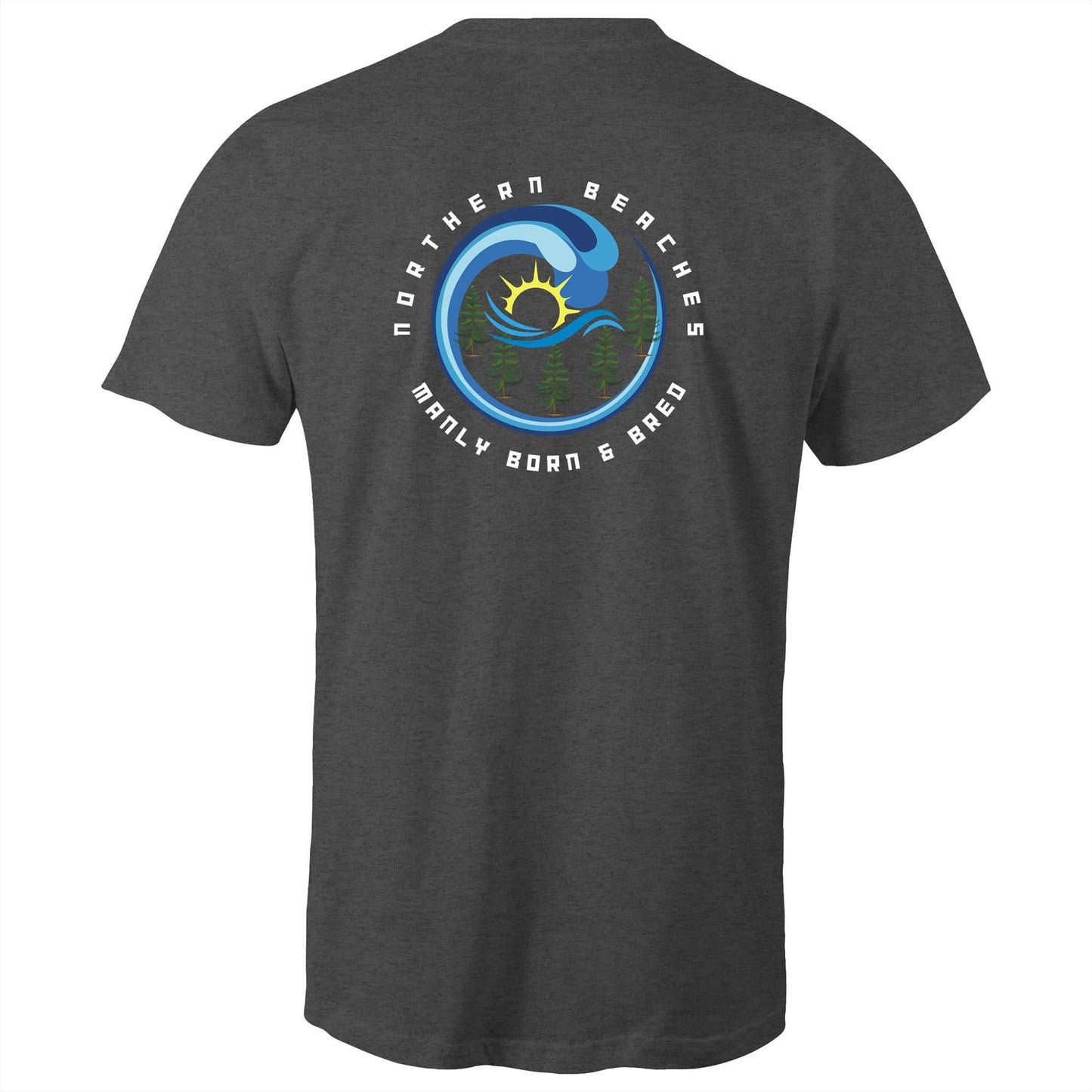 AS Colour Staple - Mens T-Shirt Northern Beaches Manly Born & Bred logo back white font - Lost Manly Shop