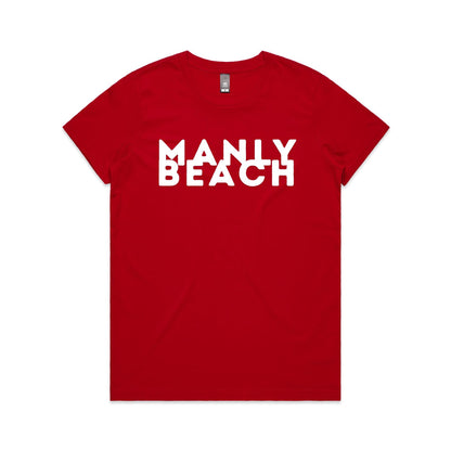 Lost Manly custom logo Manly Beach edition AS Colour Women's Maple Tee - Lost Manly Shop