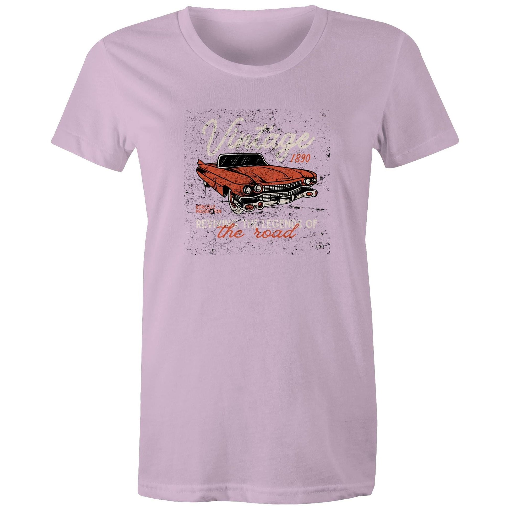 Women's Maple Tee Vintage Car Print 