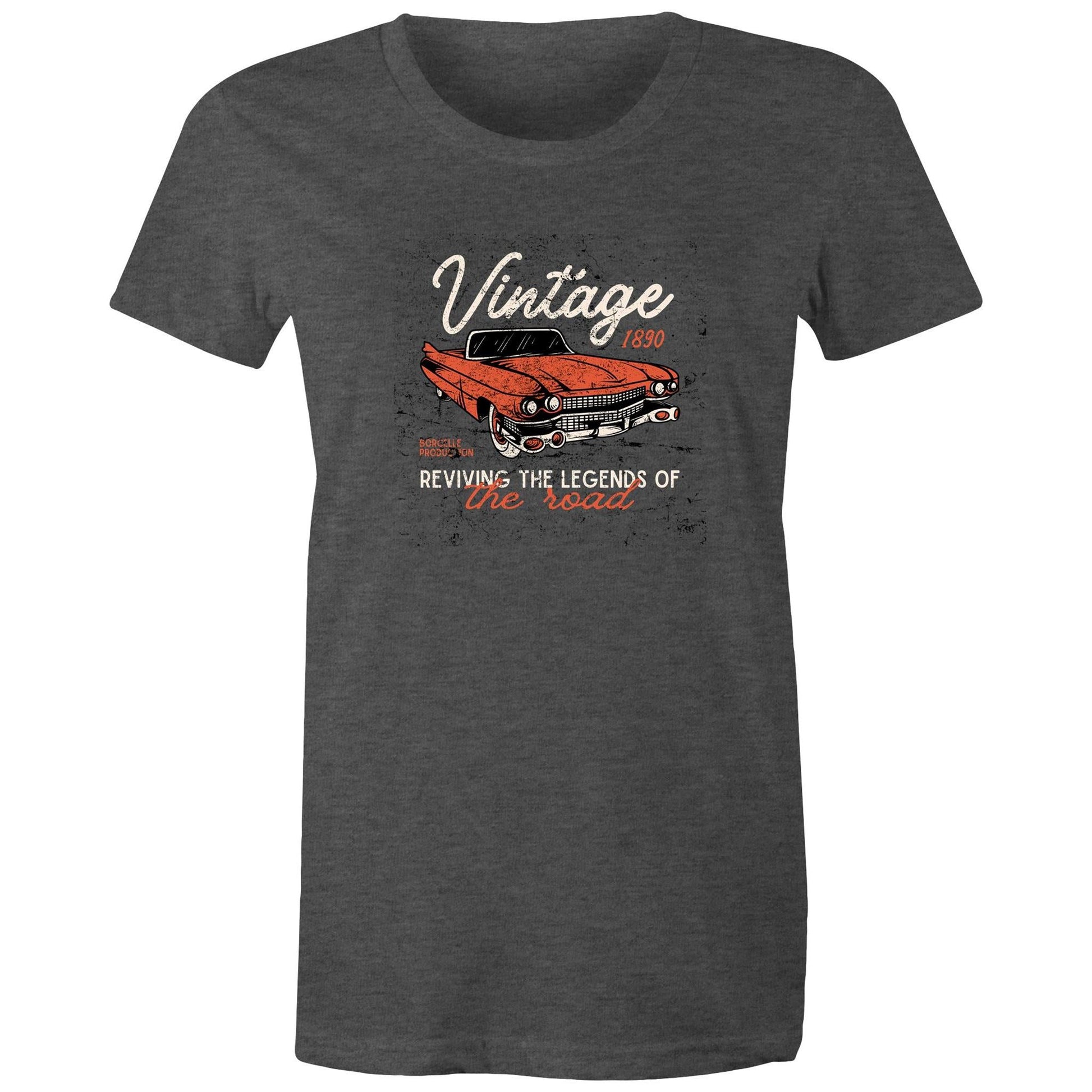 Women's Maple Tee Vintage Car Print 