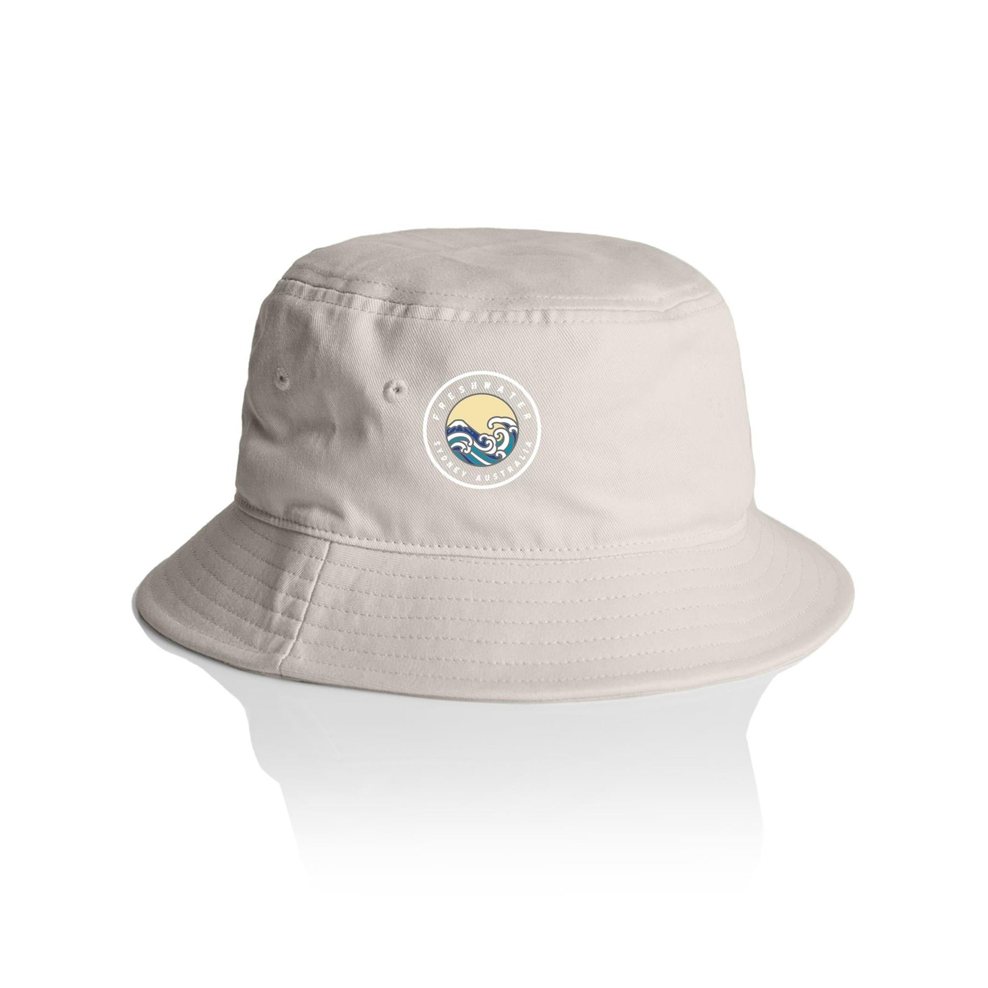 AS Colour Bucket Hat Freshwater Sydney Australia custom logo white font 