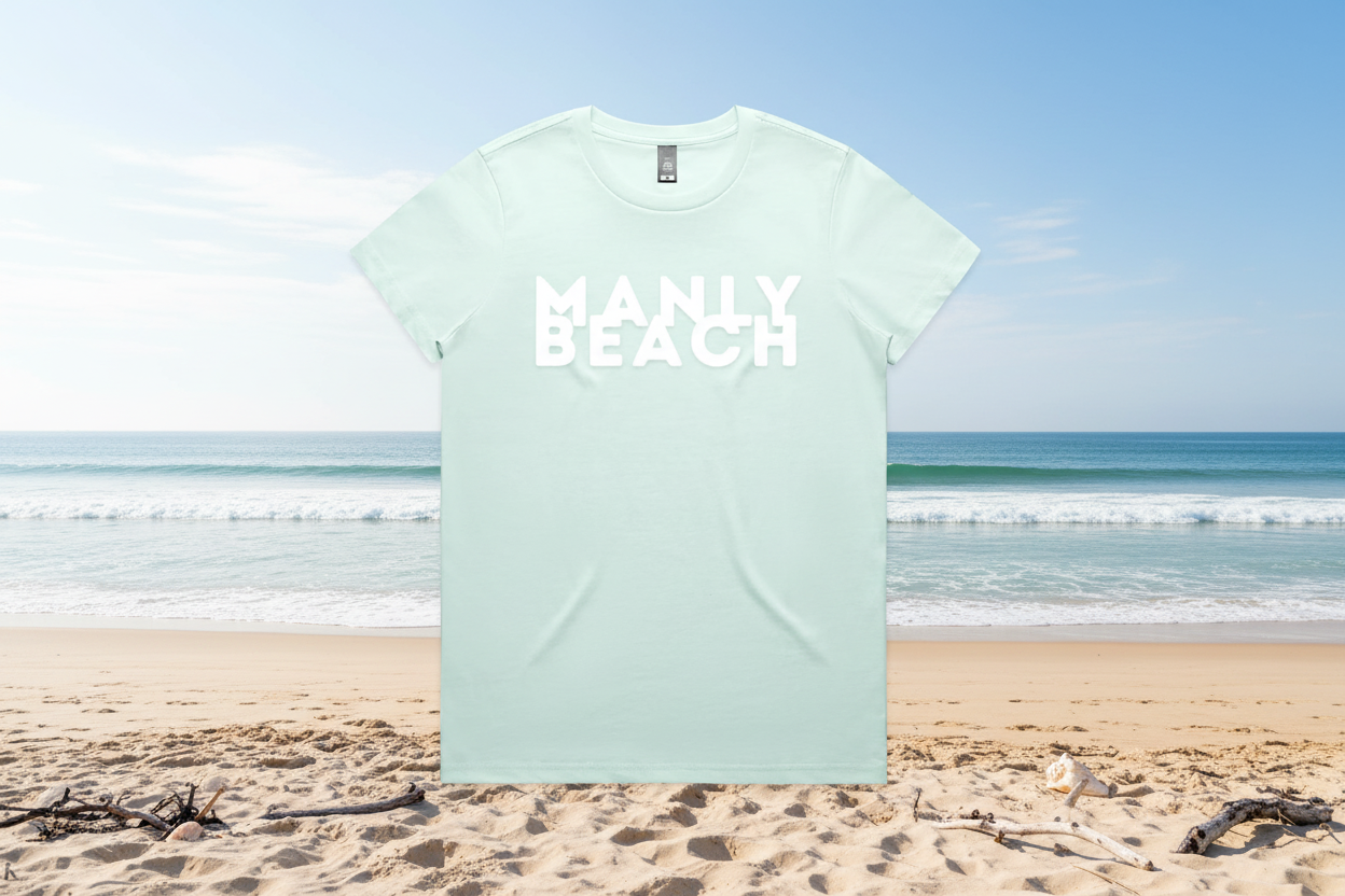 Lost Manly custom logo Manly Beach edition AS Colour Women's Maple Tee - Lost Manly Shop