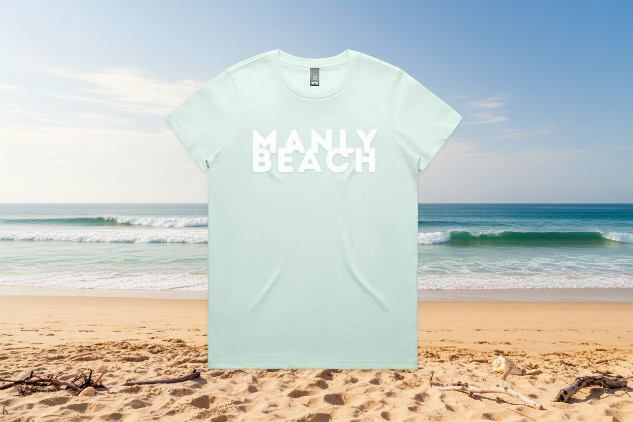 Lost Manly custom logo Manly Beach edition AS Colour Women's Maple Tee - Lost Manly Shop