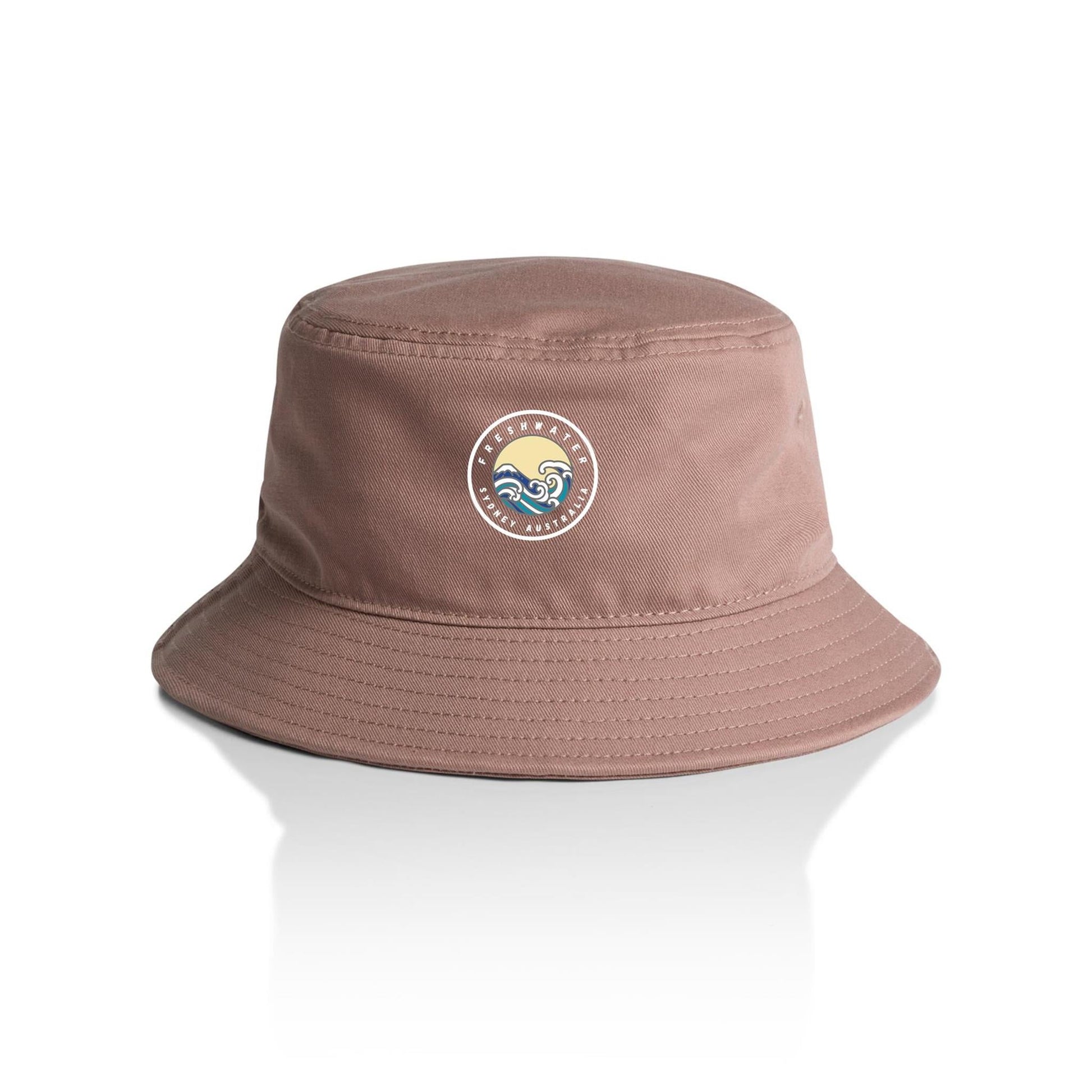 AS Colour Bucket Hat Freshwater Sydney Australia custom logo white font 