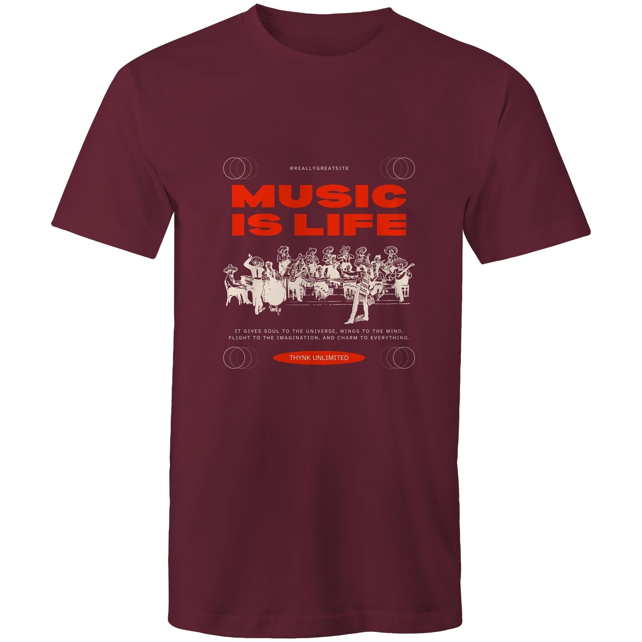 Mens T-Shirt Music is my life custom logo 