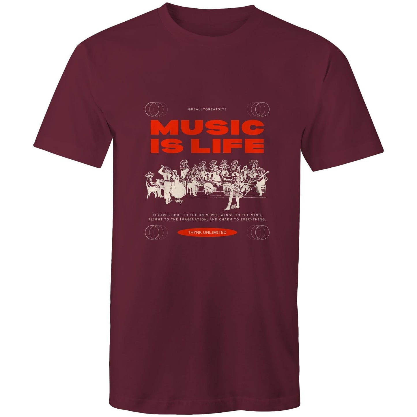 Mens T-Shirt Music is my life custom logo 