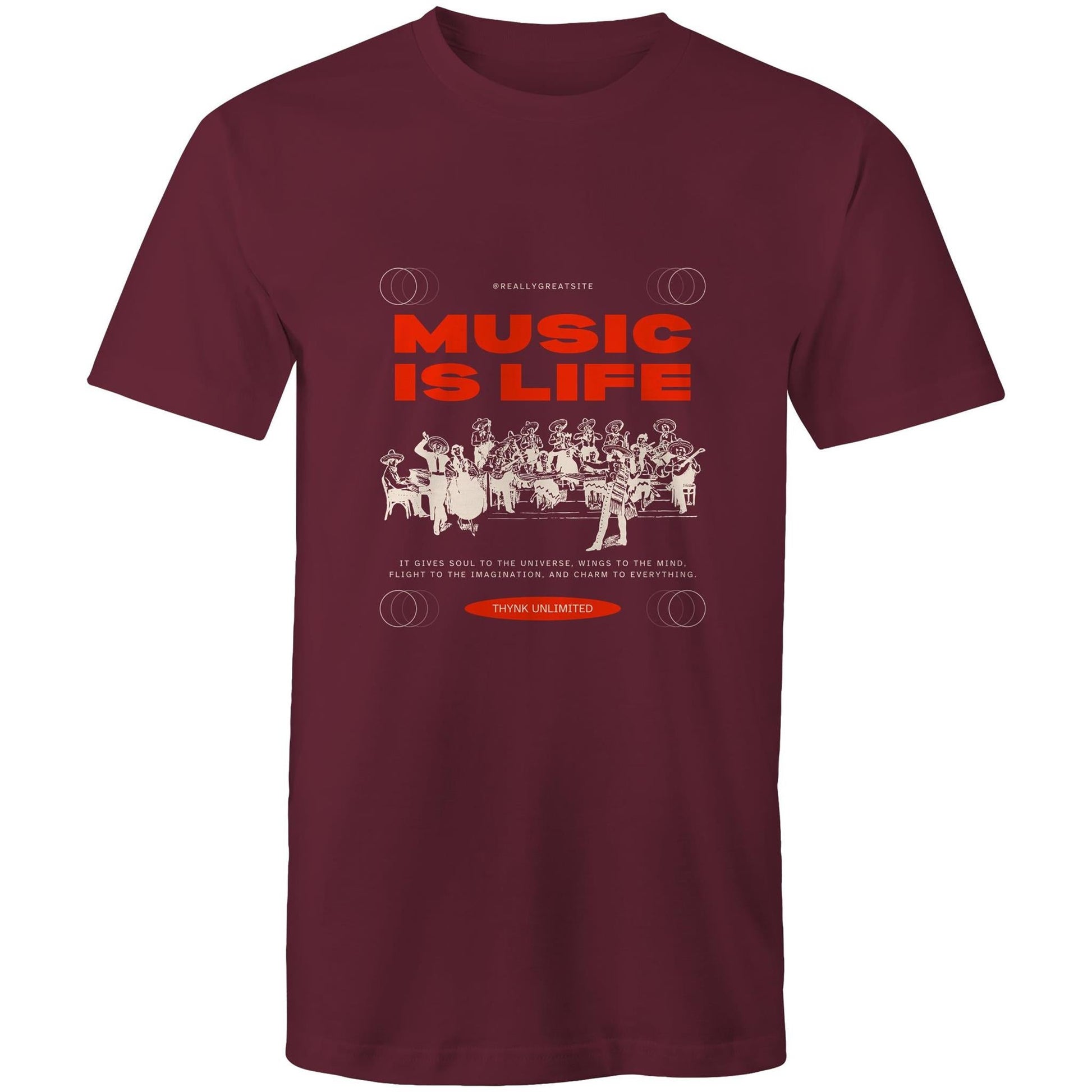 Mens T-Shirt Music is my life custom logo 