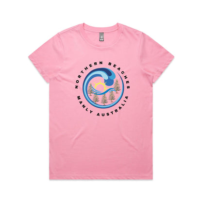 Lost Manly Custom Logo Northern Beaches Manly Australia Edition AS Colour Women's Maple Tee - Lost Manly Shop