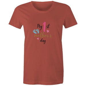 Women's Maple Tee My 1st Mother's Day 