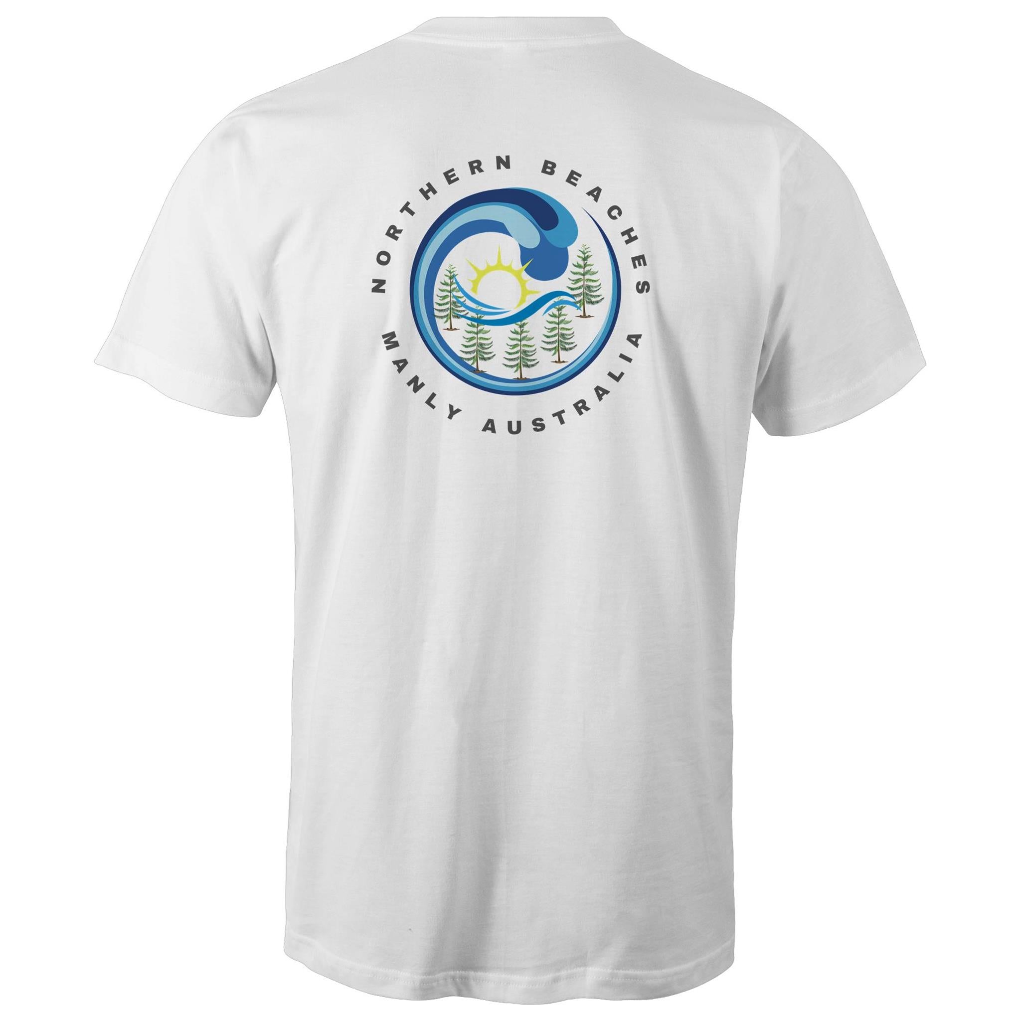 Northern Beaches Manly Australia front and back logo on AS Colour Staple Cotton Adult T-Shirt Ogo Merch