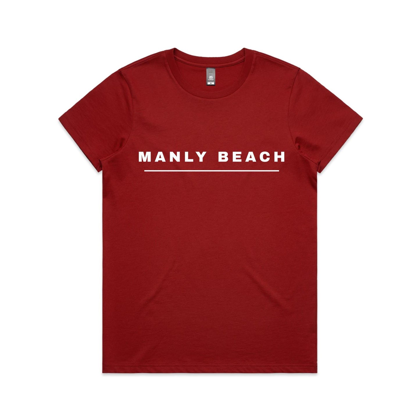 Lost Manly custom logo Manly Beach edition AS Colour Women's Maple Tee (vibrant colours) - Lost Manly Shop