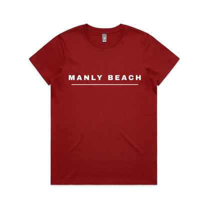 Lost Manly custom logo Manly Beach edition AS Colour Women's Maple Tee (vibrant colours) - Lost Manly Shop