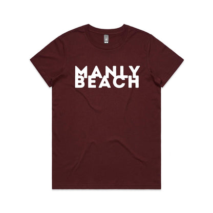 Lost Manly custom logo Manly Beach edition AS Colour Women's Maple Tee - Lost Manly Shop
