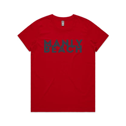 Lost Manly Custom Logo Manly Beach Edition AS Colour Women's Maple Tee. - Lost Manly Shop