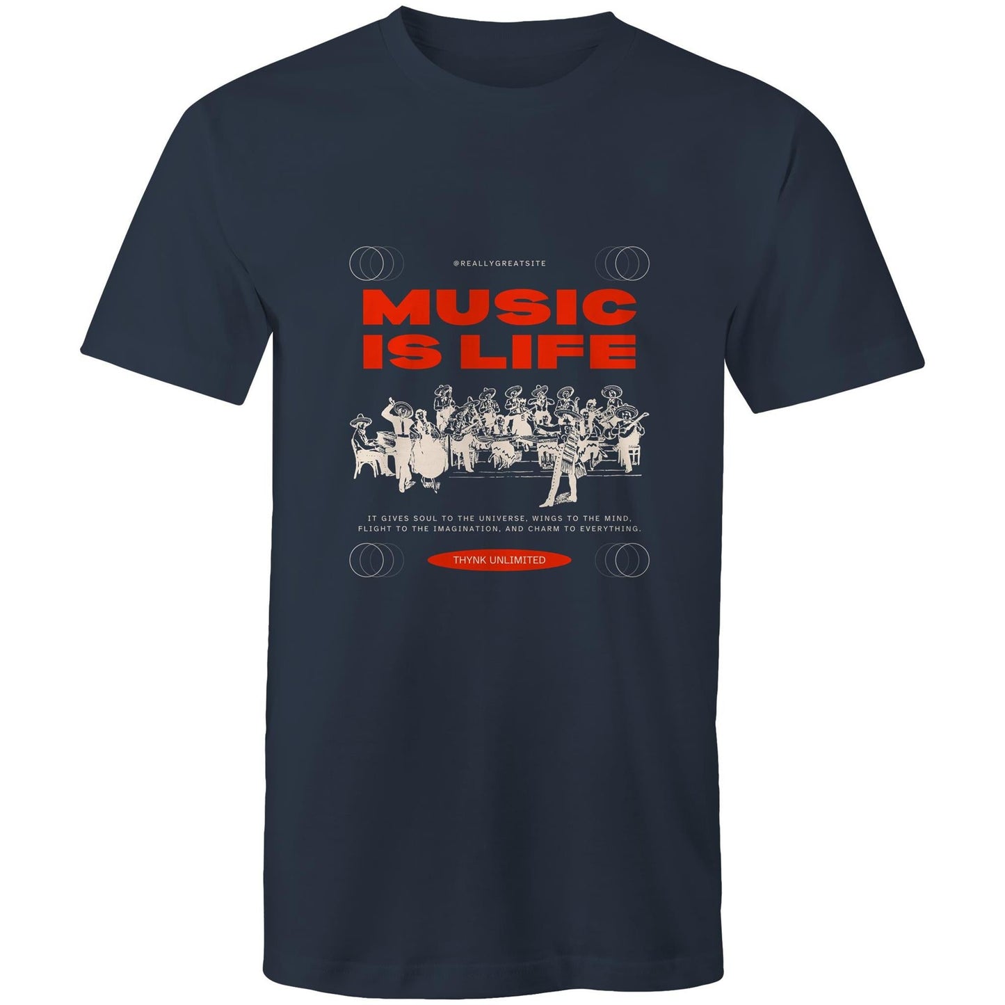 Mens T-Shirt Music is my life custom logo 