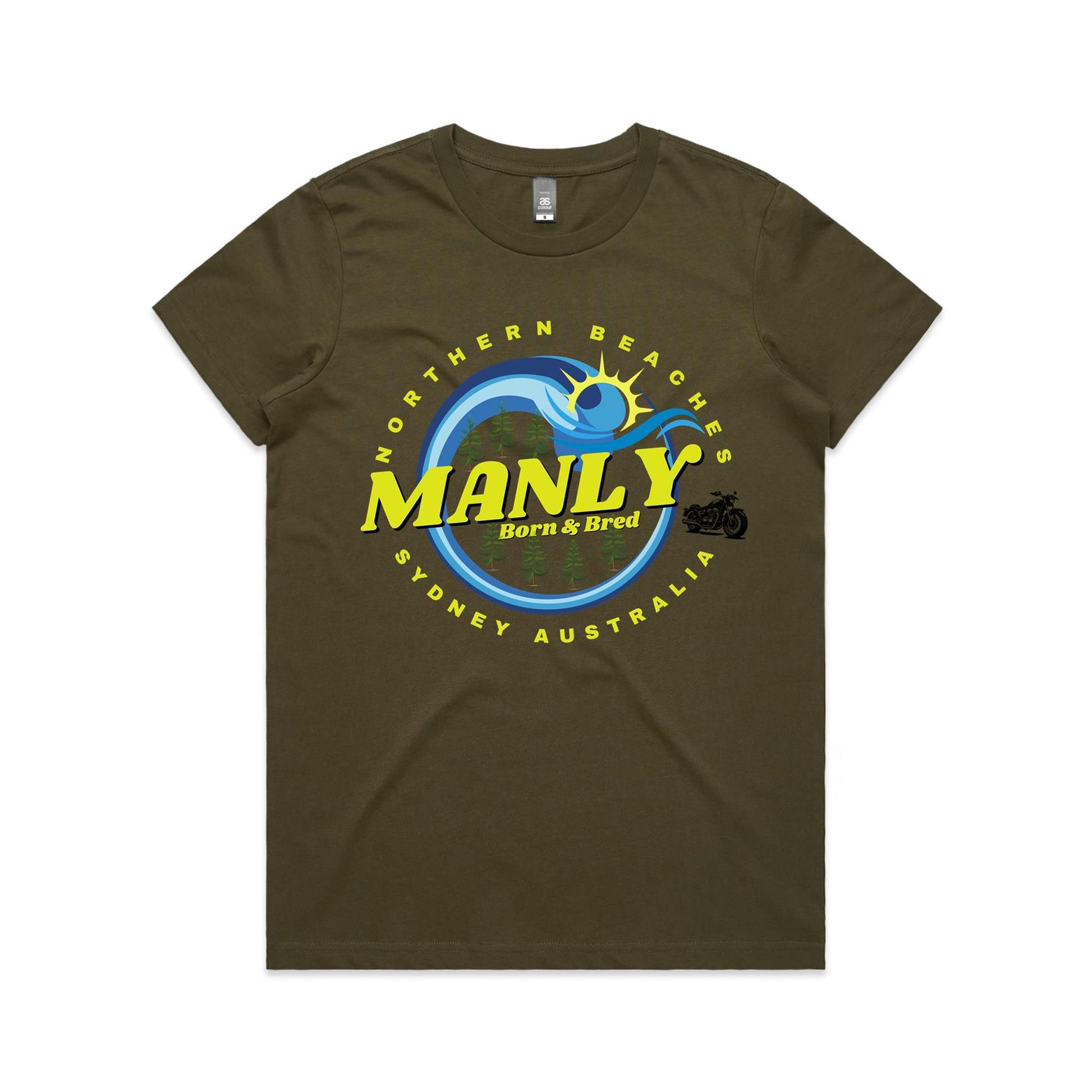 Lost Manly custom logo Manly Born & Bred edition AS Colour Women's Maple Tee - Lost Manly Shop