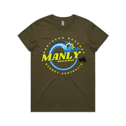 Lost Manly custom logo Manly Born & Bred edition AS Colour Women's Maple Tee - Lost Manly Shop
