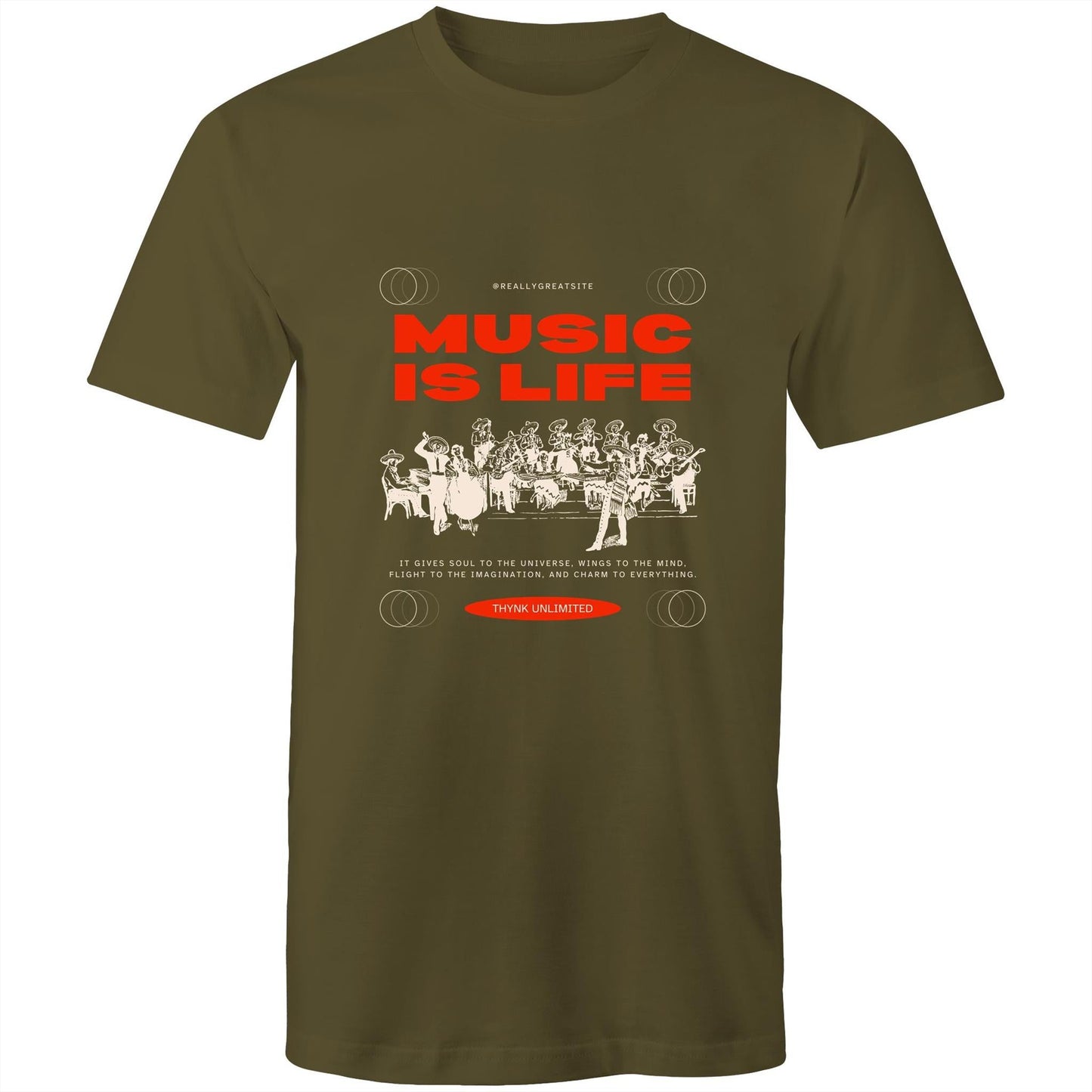 Mens T-Shirt Music is my life custom logo 