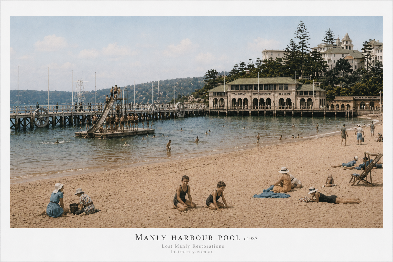 1930s Manly Harbour Pool Poster – Historic Sydney Wall Art - Lost Manly Shop