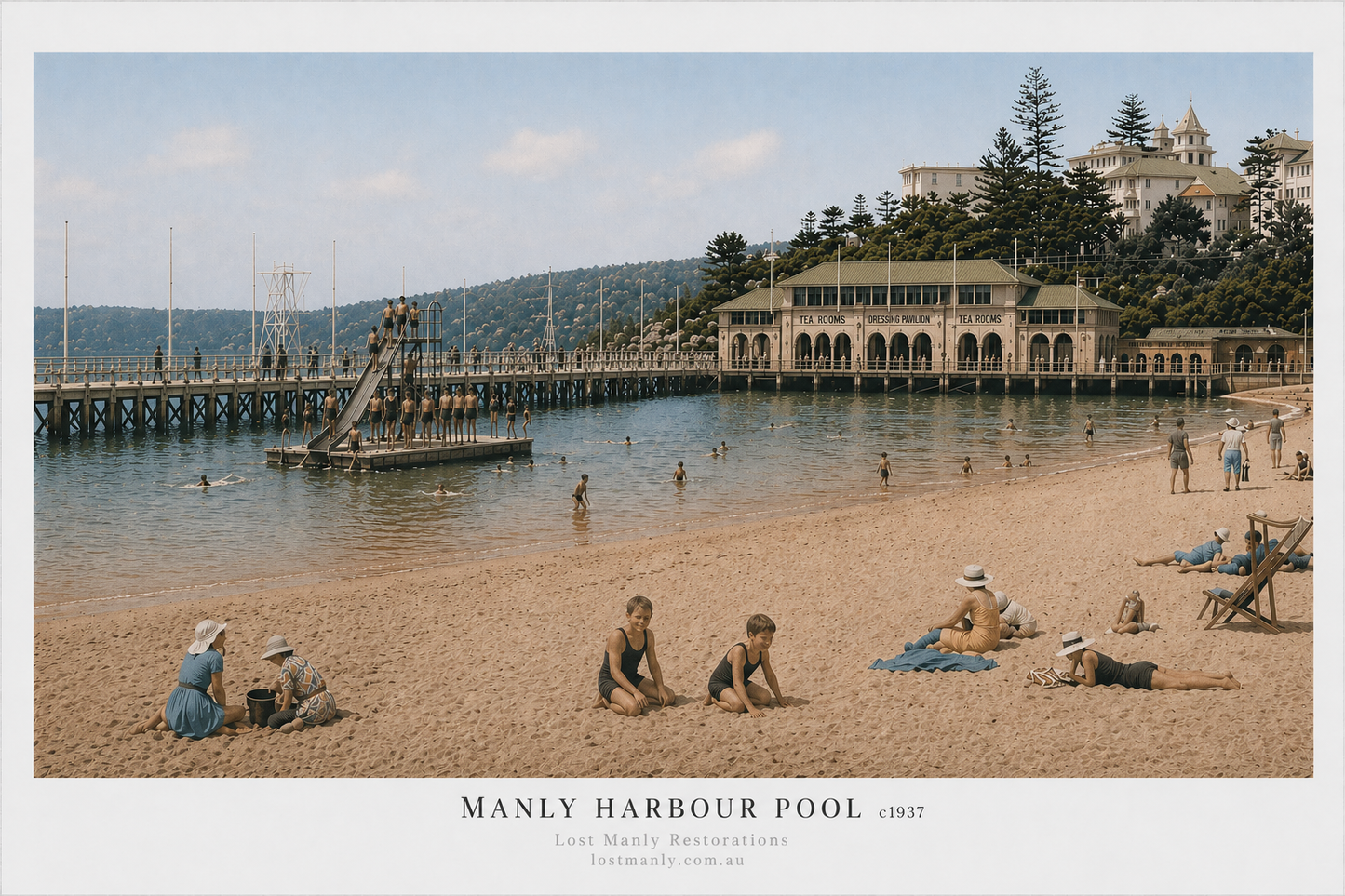 1930s Manly Harbour Pool Poster – Historic Sydney Wall Art - Lost Manly Shop