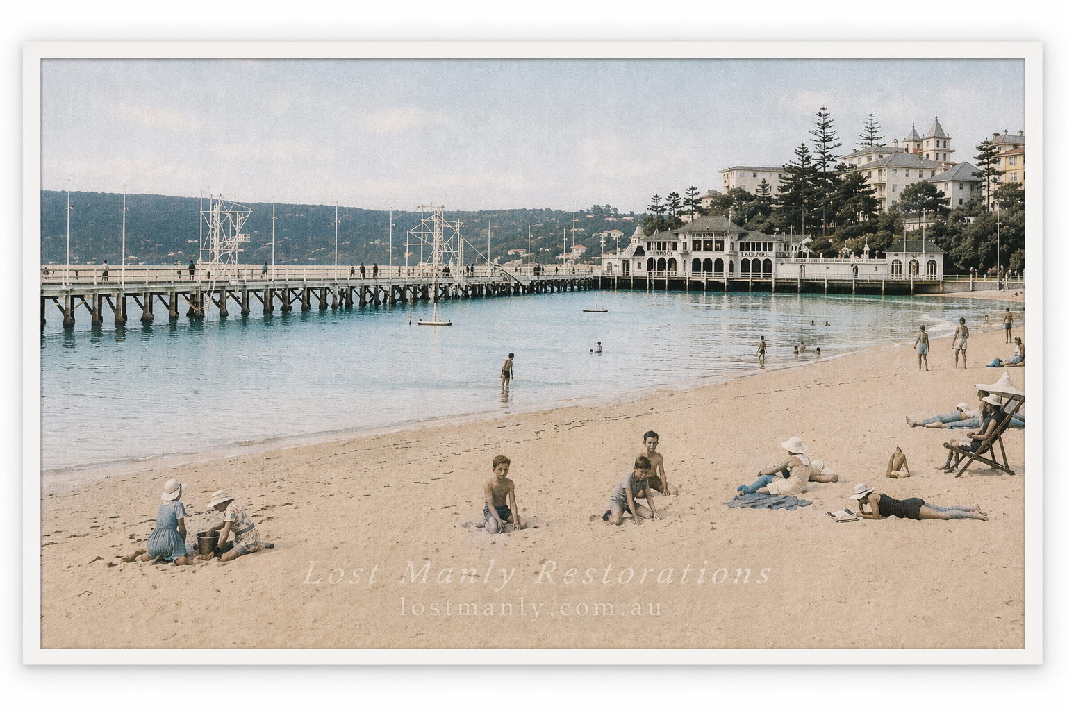 Manly Harbour Pool Promenade & Pavilion — Restored mid1930s Photograph Poster - Lost Manly Shop