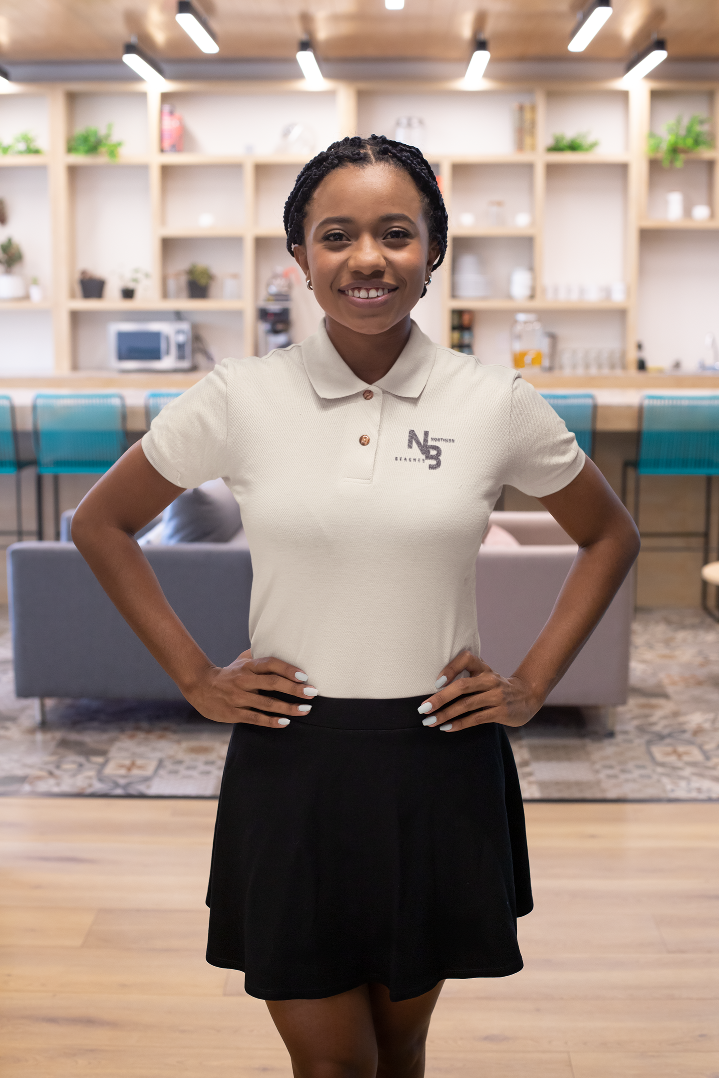 Cotton Polo Shirts Northern Beaches logo Navy and Sandstone