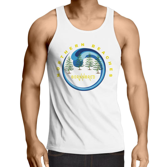 Classic Cotton Singlet Tee Northern Beaches logo design - Lost Manly Shop