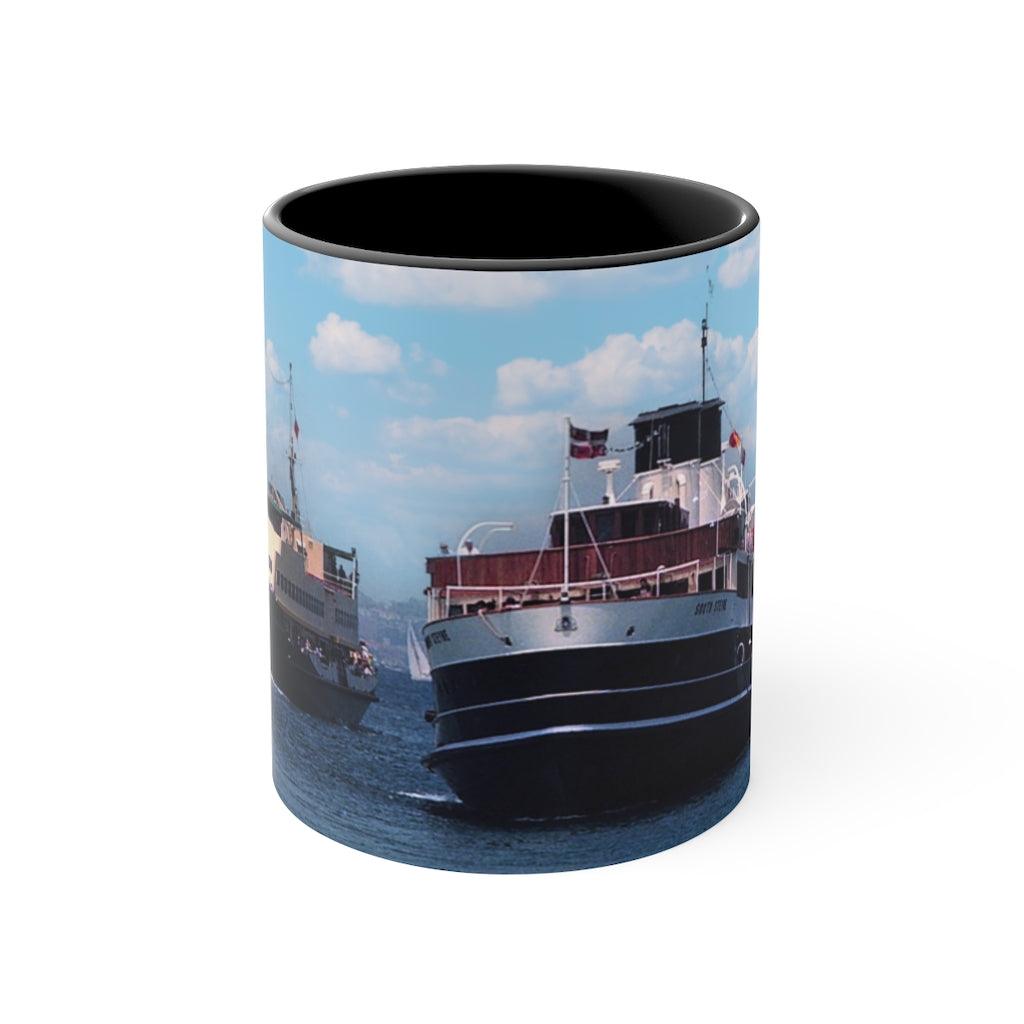 Colourful Accent Mugs, 11oz with SS South Steyne and mv Narrabeen 1993 Geoff Eastwood Maritime Photography - Lost Manly Shop